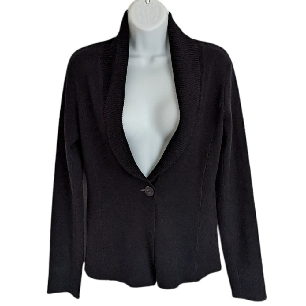 Sandra Angelozzi black wool silk knit cardigan Small @c1